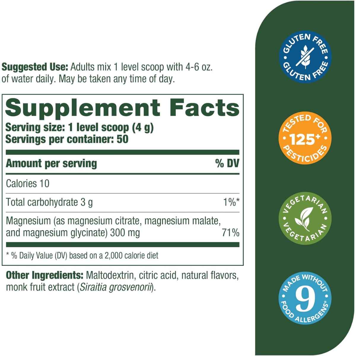 MegaFood Magnesio Para Relajación Y Calma - Sabor Frambuesa Limón - 200 g - Tabla Nutricional - Haz Tu Pedido