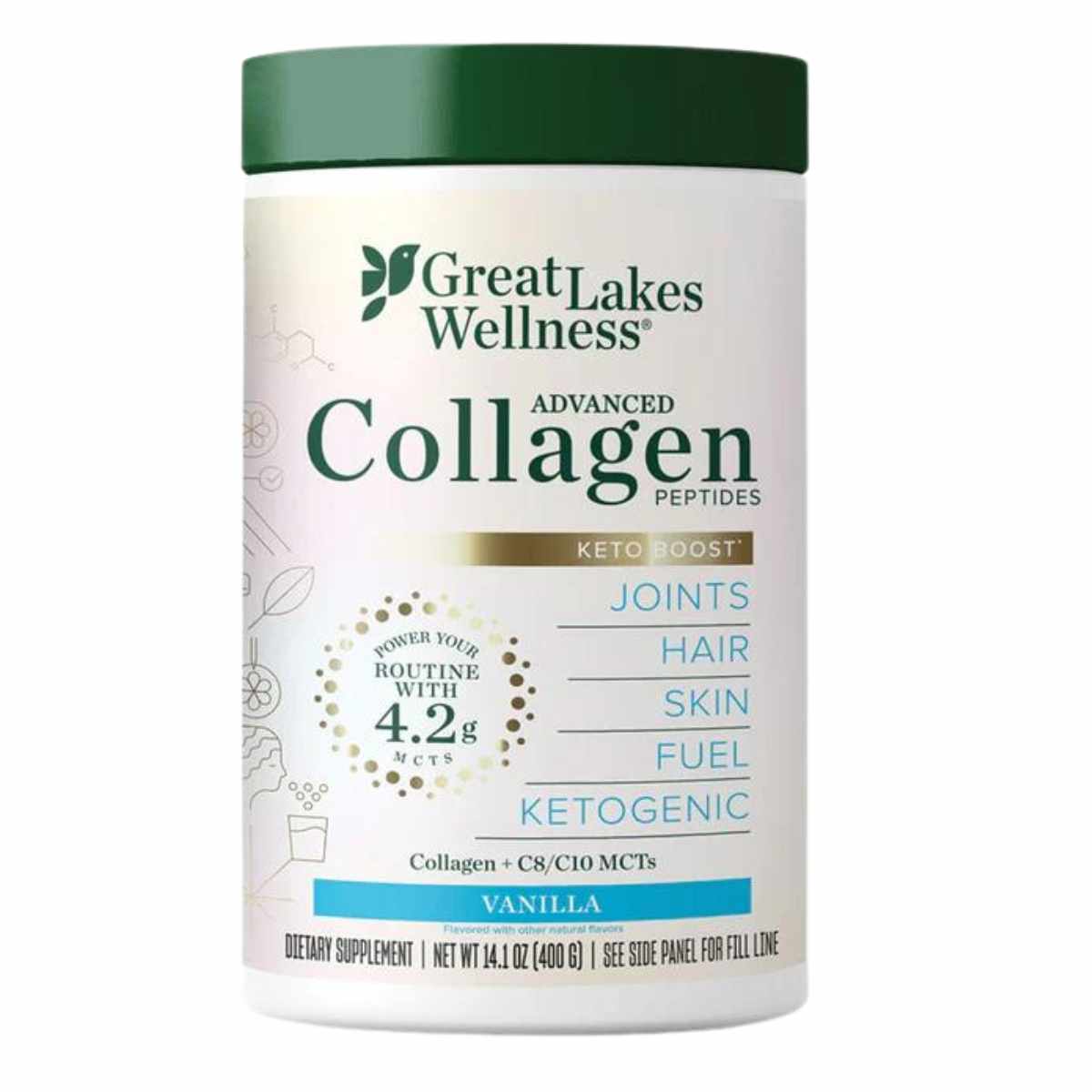 Great Lakes Wellness Keto Boost Péptidos de Colágeno Avanzados - Sabor Vainilla - 400 g - Haz Tu Pedido