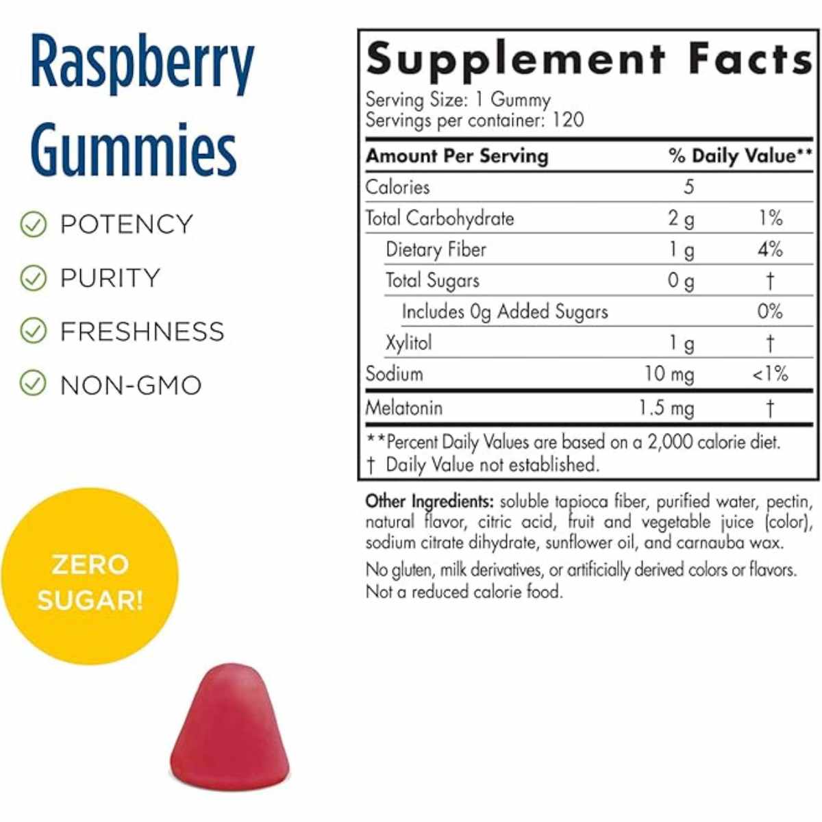 Nordic Naturals Melatonina - Sabor Frambuesa - 120 Gomitas - Tabla Nutricional - Haz Tu Pedido