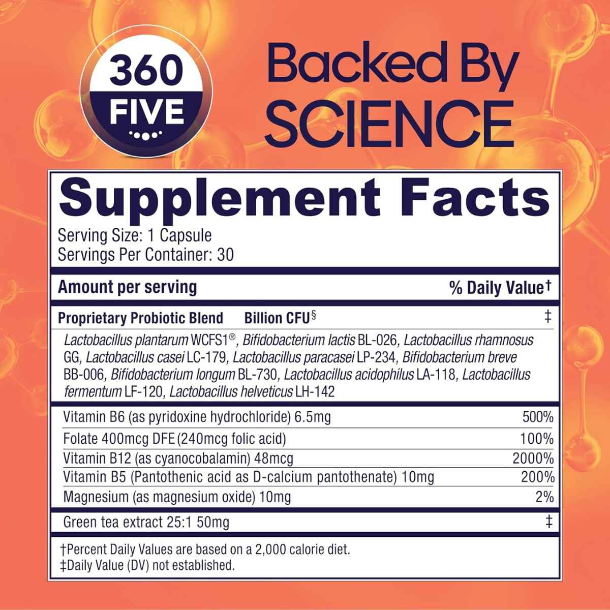 Bio360 Probiótico de Apoyo Cognitivo para la Salud Cerebral 30 Mil Millones - 30 Cápsulas Vegetarianas - Tabla Nutricional - Haz Tu Pedido