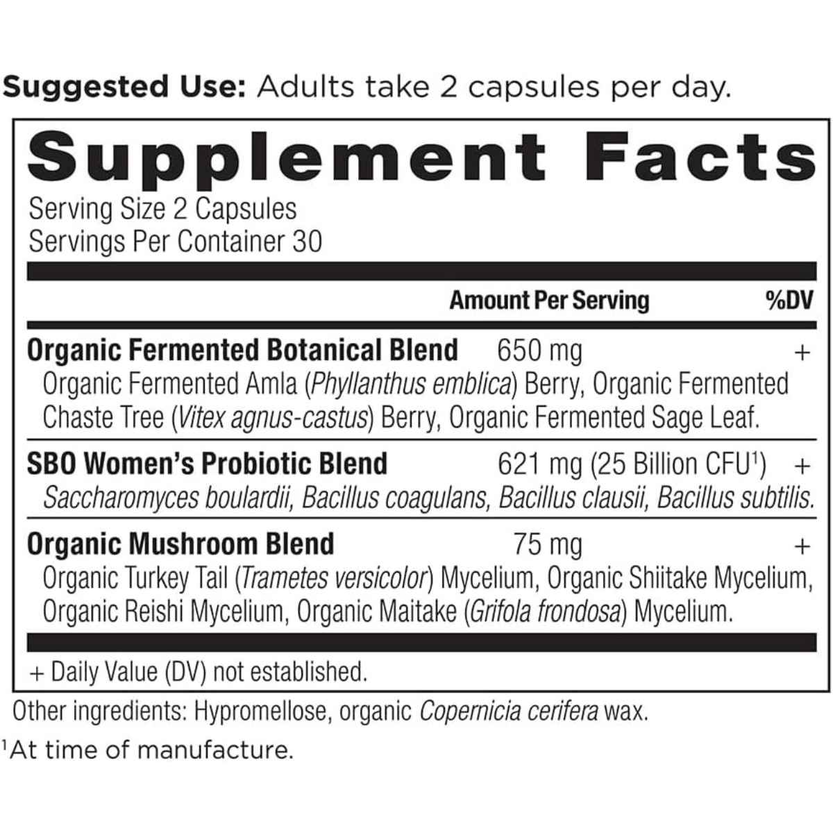 Ancient Nutrition Probióticos SBO Para Mujeres Soporte Inmunológico - 60 Cápsulas - Tabla Nutricional - Haz Tu Pedido