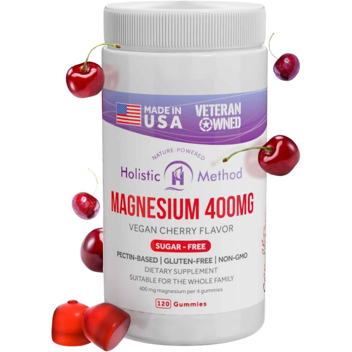 Holistic Method Magnesio 400 mg - Sabor Cereza - 120 Gomitas - Haz Tu Pedido