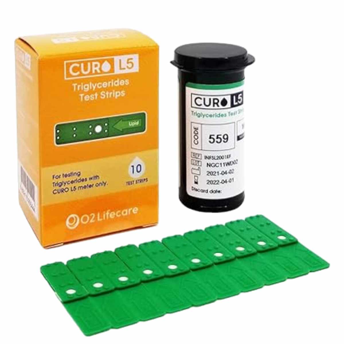 Curo Fit Tiras de Prueba de Triglicéridos en Sangre - 10 Tiras de Prueba - Tabla Nutricional - Haz Tu Pedido