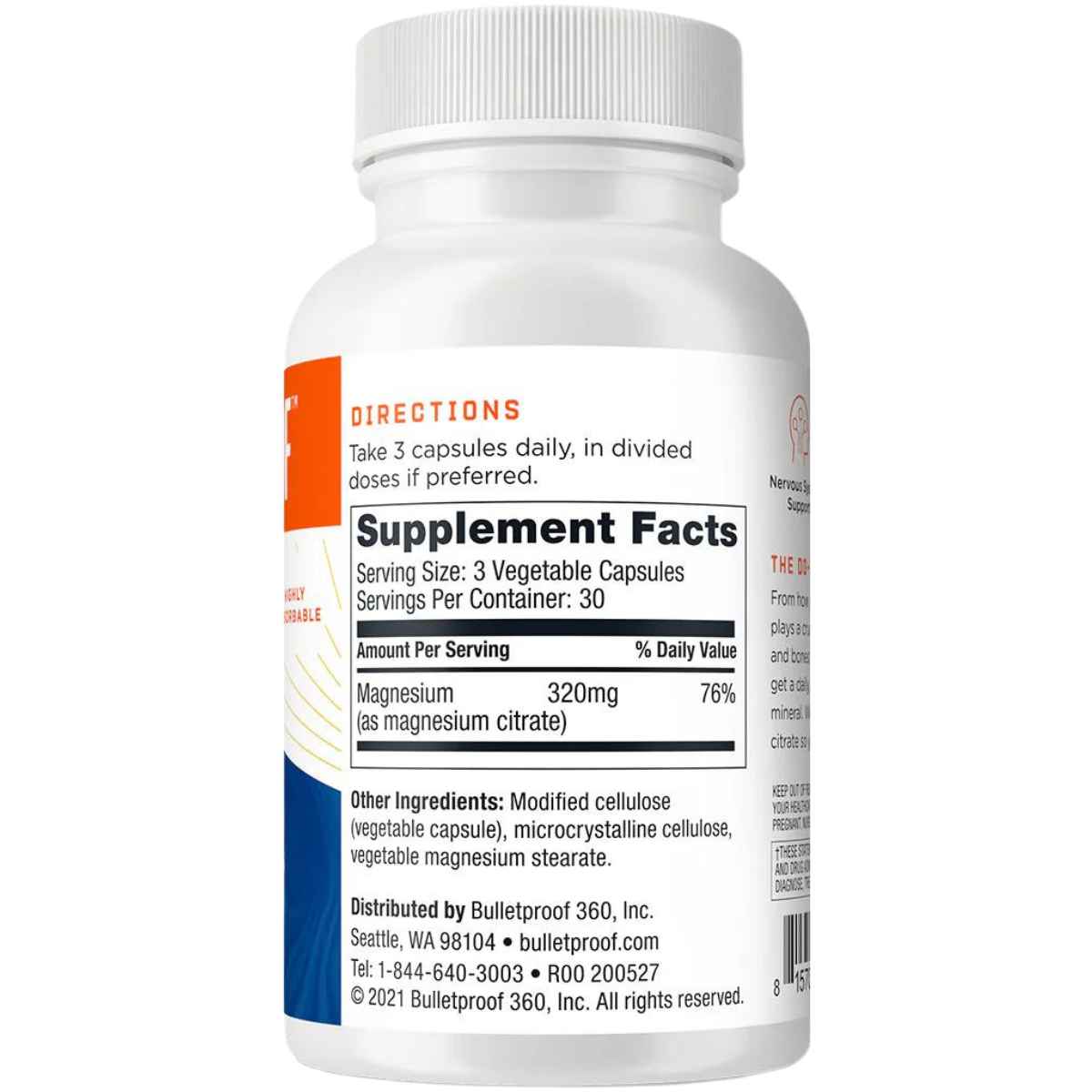 Bulletproof Magnesio 320 mg - 90 Cápsulas Vegetales - Tabla Nutricional - Haz Tu Pedido