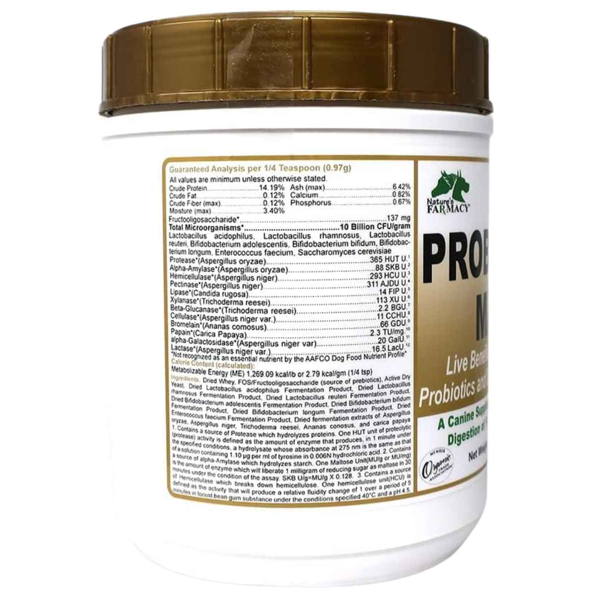 Nature's Farmacy Dogzymes Probiótico Máxima Potencia para Caninos - 908 g - Tabla Nutricional - Haz Tu Pedido