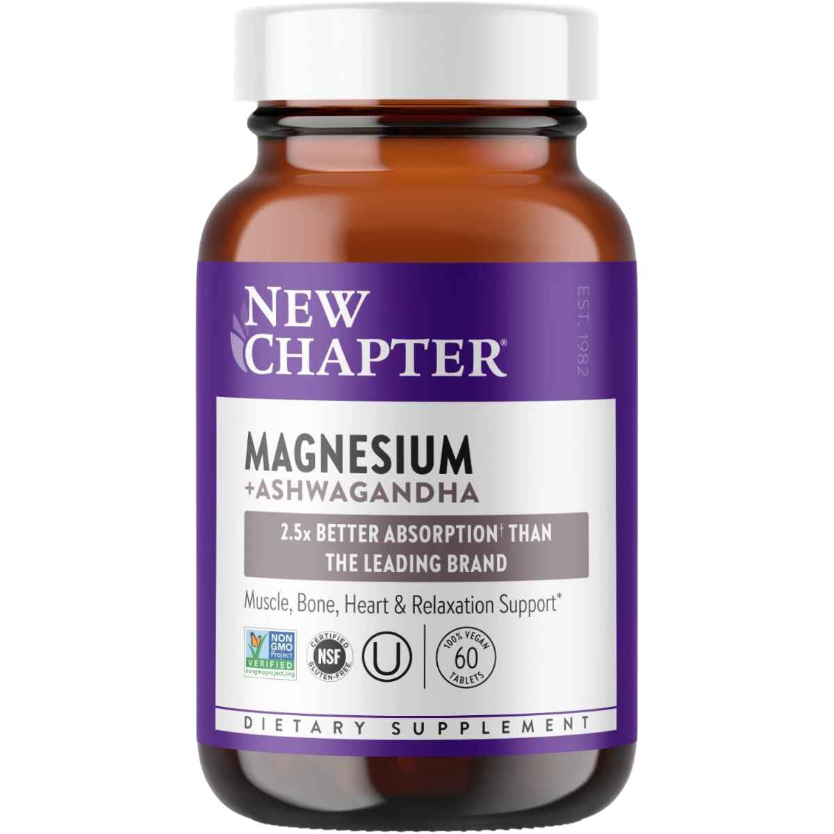New Chapter Magnesio + Ashwagandha - 60 Tabletas - Haz Tu Pedido