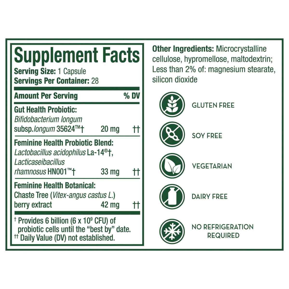 Align Probiotic Suplemento Probiótico De Doble Acción Para Mujeres - 28 Cápsulas - Tabla Nutricional - Haz Tu Pedido