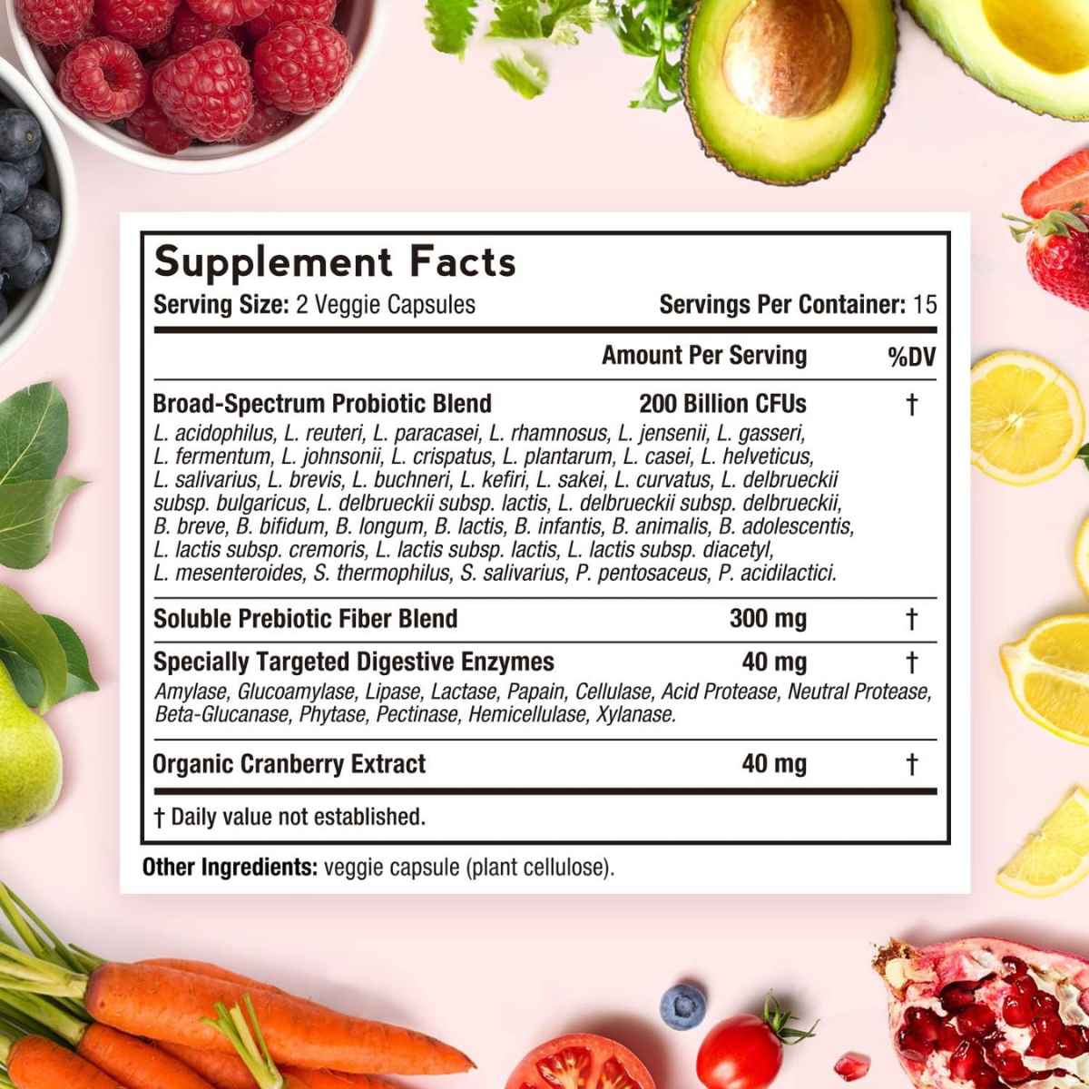 Doctor's Recipes Probiótico Ultra Potente para Mujeres 200 Mil Millones CFU - 30 Cápsulas Vegetales - Tabla Nutricional - Haz Tu Pedido