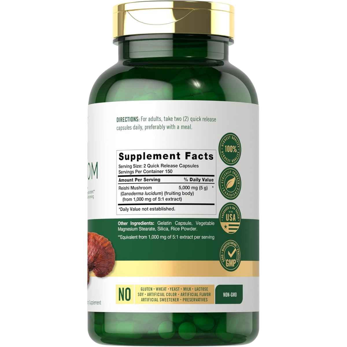 Carlyle Reishi Inmunidad y Bienestar 5000 mg - 300 Cápsulas de Liberación Rápida - Tabla Nutricional - Haz Tu Pedido