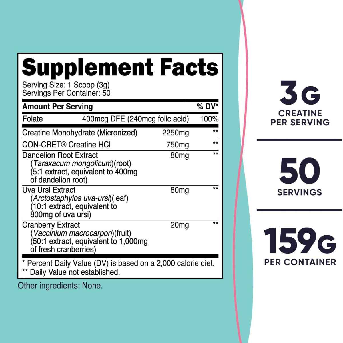 Nutricost Creatina para Mujer 3 g - Sabor Sin Sabor - 159 g - Tabla Nutricional - Haz Tu Pedido