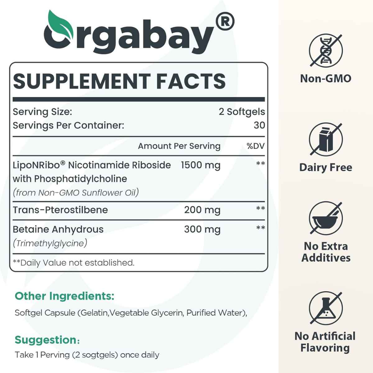 liposomal Nicotinamida 2000 mg - 60 Cápsulas Blandas - Tabla Nutricional - Haz Tu Pedido