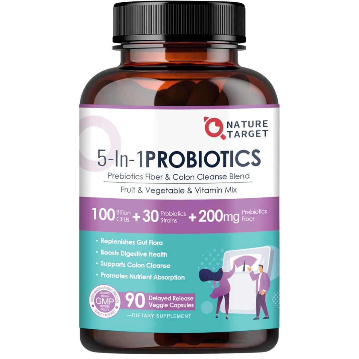 Nature Target Probióticos Digestivos para Toda la Familia 100 Mil Millones CFU - 90 Cápsulas Vegetales - Haz Tu Pedido
