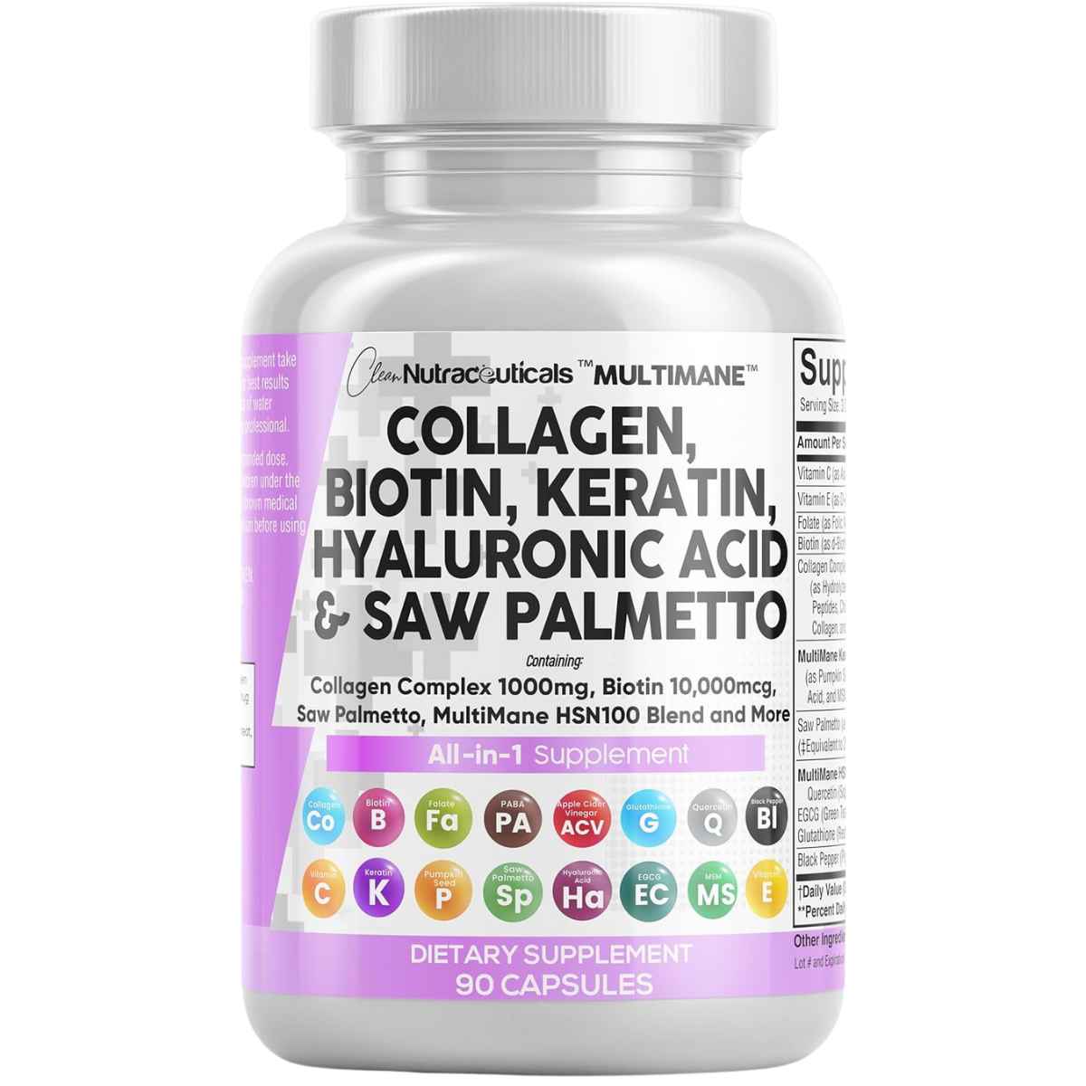 Clean Nutraceuticals Suplemento Para el Cabello la Piel y las Uñas - 90 Cápsulas - Haz Tu Pedido
