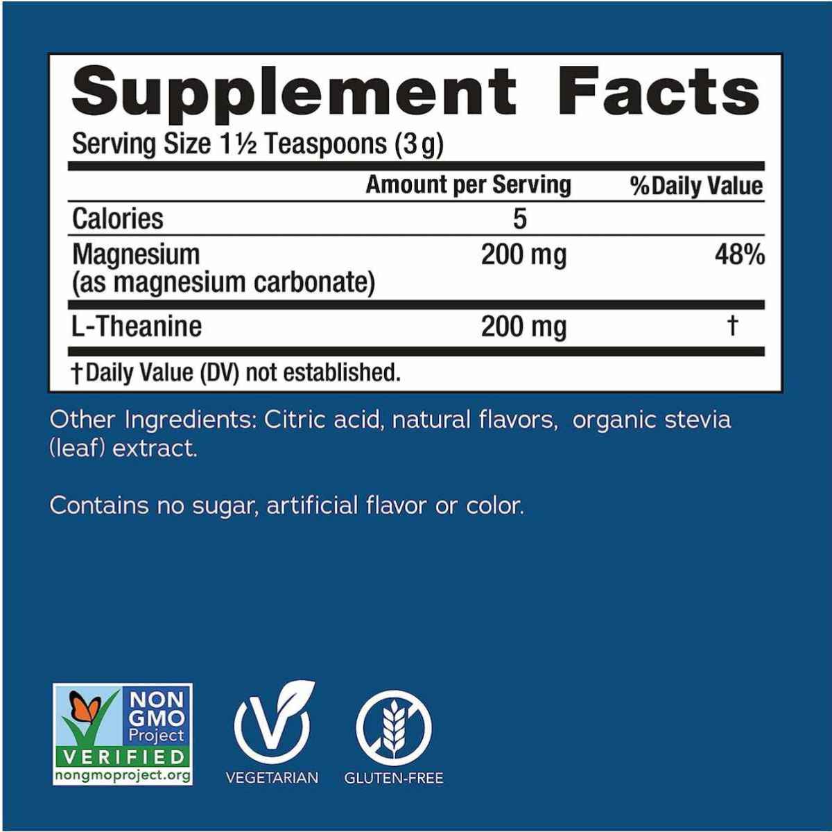 Natural Vitality Carbonato de Magnesio y L-Teanina para la Calma Mental - Sabor Miel de Manzanilla - 339 g - Tabla Nutricional - Haz Tu Pedido