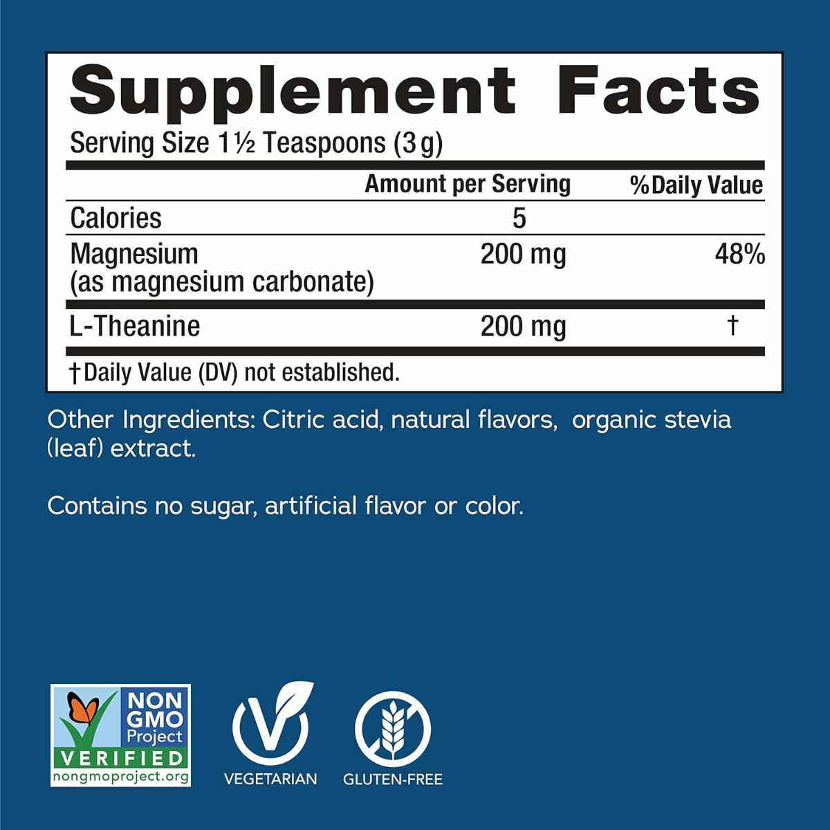 Natural Vitality Carbonato de Magnesio y L-Teanina para la Calma Mental - Sabor vainilla Miel - 339 g - Tabla Nutricional - Haz Tu Pedido