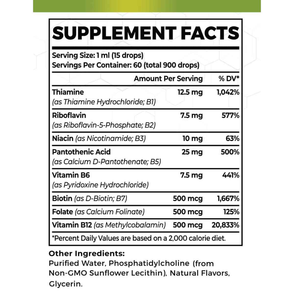 Pidebo Complejo B Energía y Vitalidad - Tabla Nutricional - Haz Tu Pedido
