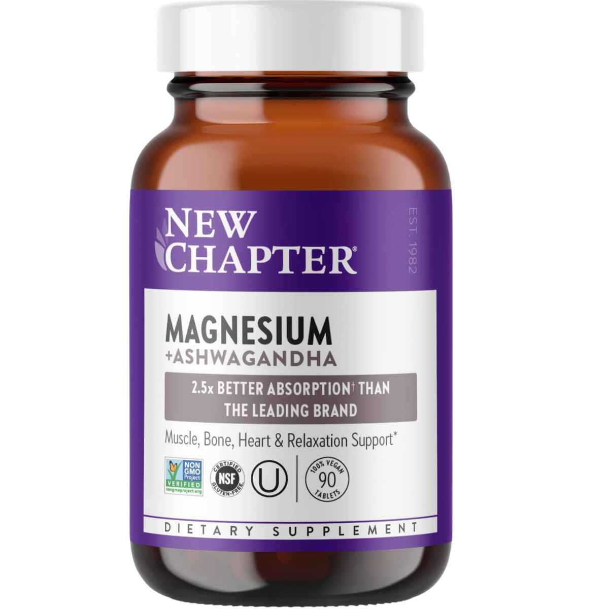New Chapter Magnesio + Ashwagandha - 90 Tabletas - Haz Tu Pedido