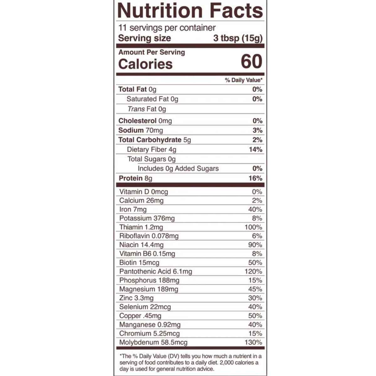 Foods Alive Levadura Nutricional - 907 g - Tabla Nutricional - Haz Tu Pedido