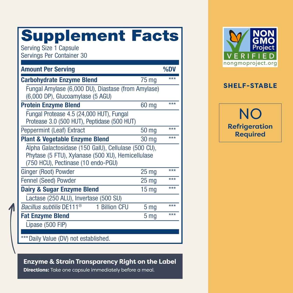 Renew Life Probiótico Digestivo con EnzimasProbiótico Digestivo con Enzimas - 30 Cápsulas Vegetarianas - Tabla Nutricional - Haz Tu Pedido