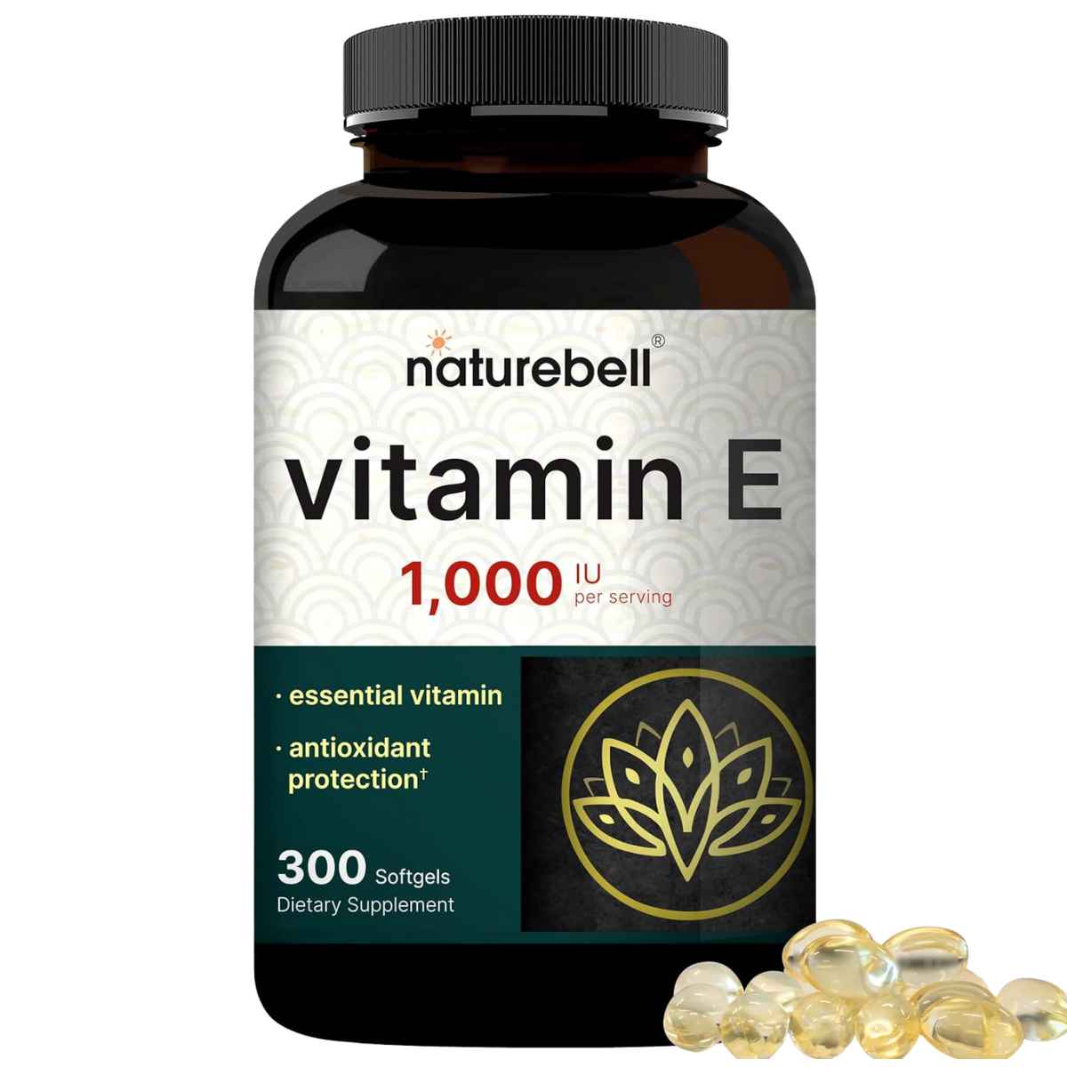 NatureBell Vitamina E para la Piel y Sistema Inmunológico 1000 IU - 300 Cápsulas Blandas - Haz Tu Pedido