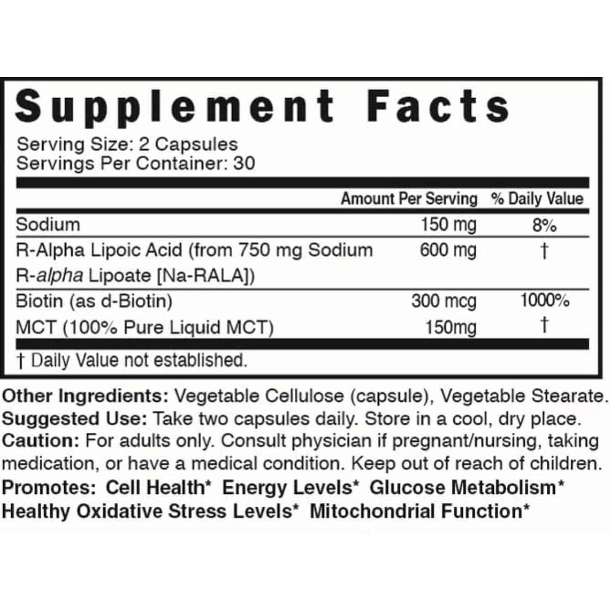 Nature's Fusions Ácido Alfa Lipoico 600 mg - Cápsulas Veganas