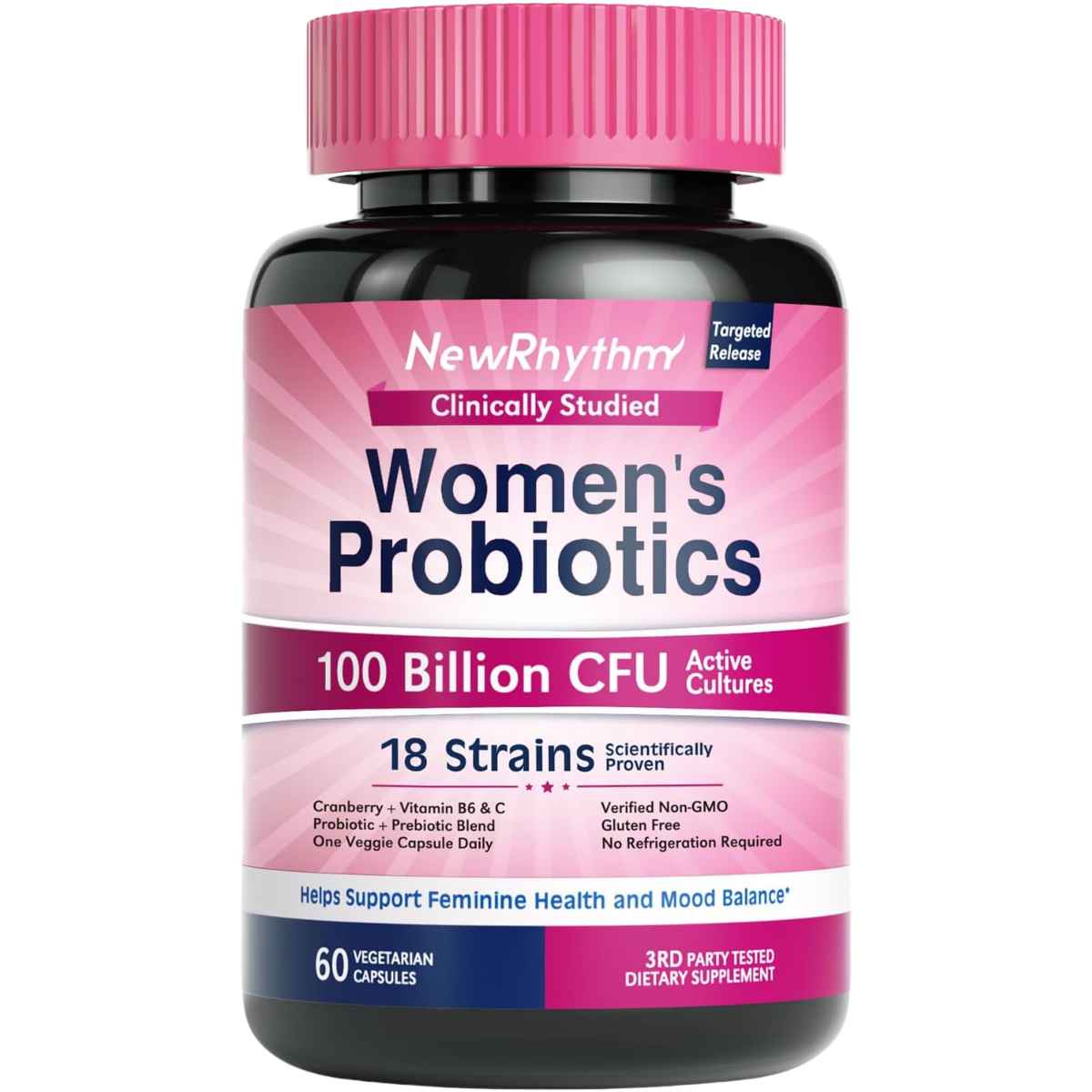 NewRhythm Probióticos para Mujeres 100 Mil Millones CFU - 60 Cápsulas Vegetarianas - Haz Tu Pedido