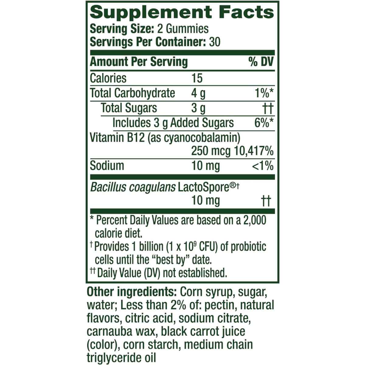 Align Probiotic Suplemento Probiótico para Aliviar la Distensión y Mejorar la Digestión - Sabor Fresa - 60 Gomitas - Tabla Nutricional - Haz Tu Pedido