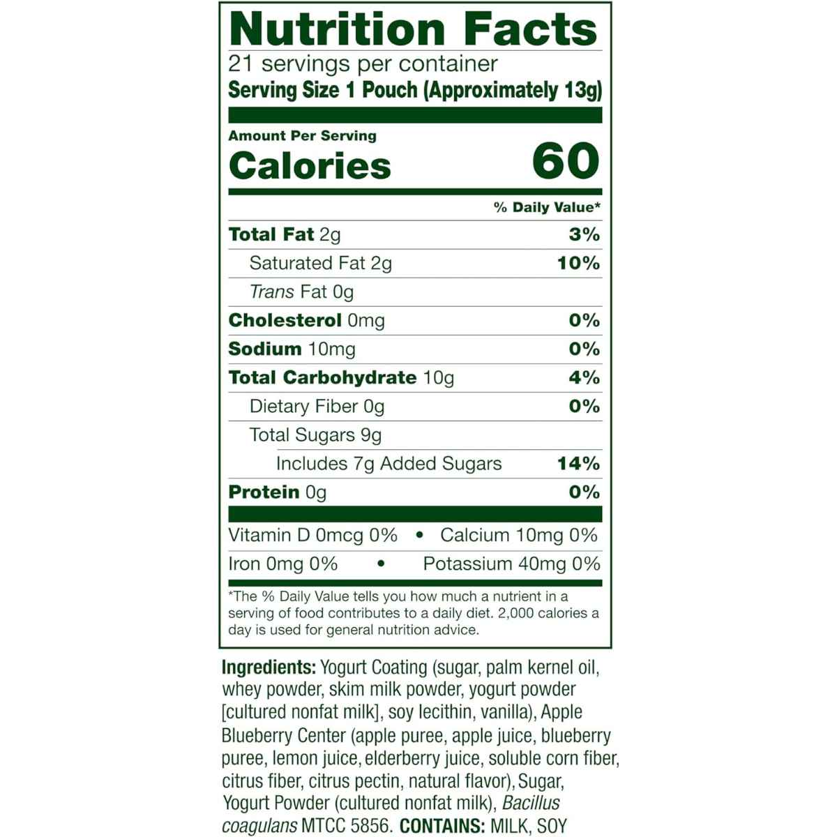 Align Probiotic Probiótico Recubierto De Yogur - Sabor Manzana Arándano - 21 Bolsas - Tabla Nutricional - Haz Tu Pedido