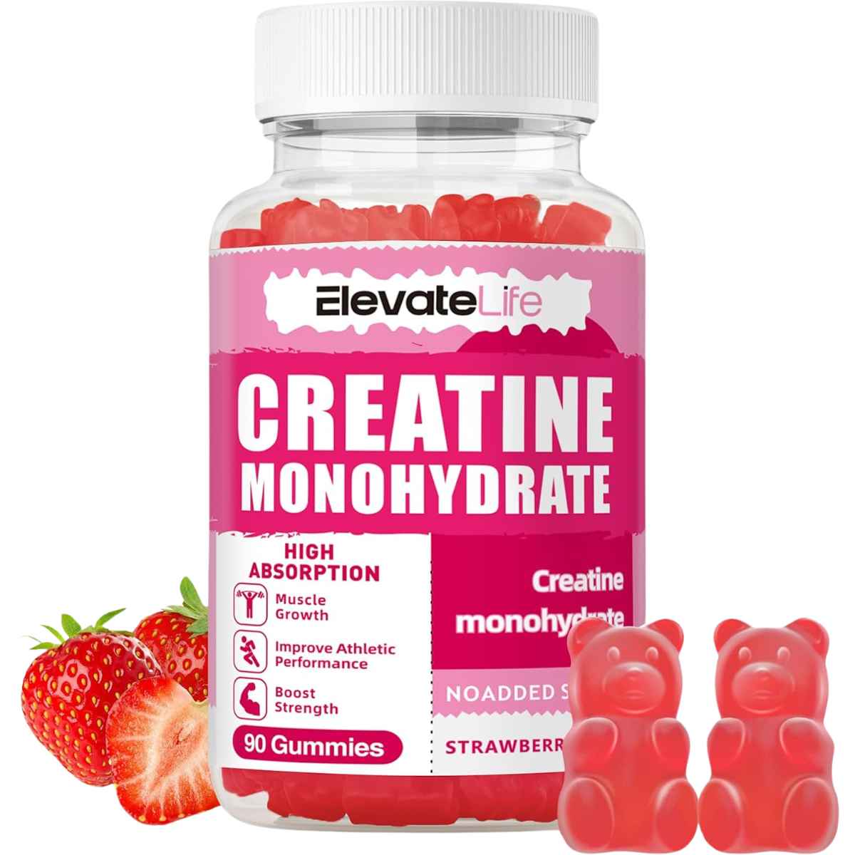 Elevate Life monohidrato de Creatina - Sabor Fresa - 90 Gomitas - Haz Tu Pedido