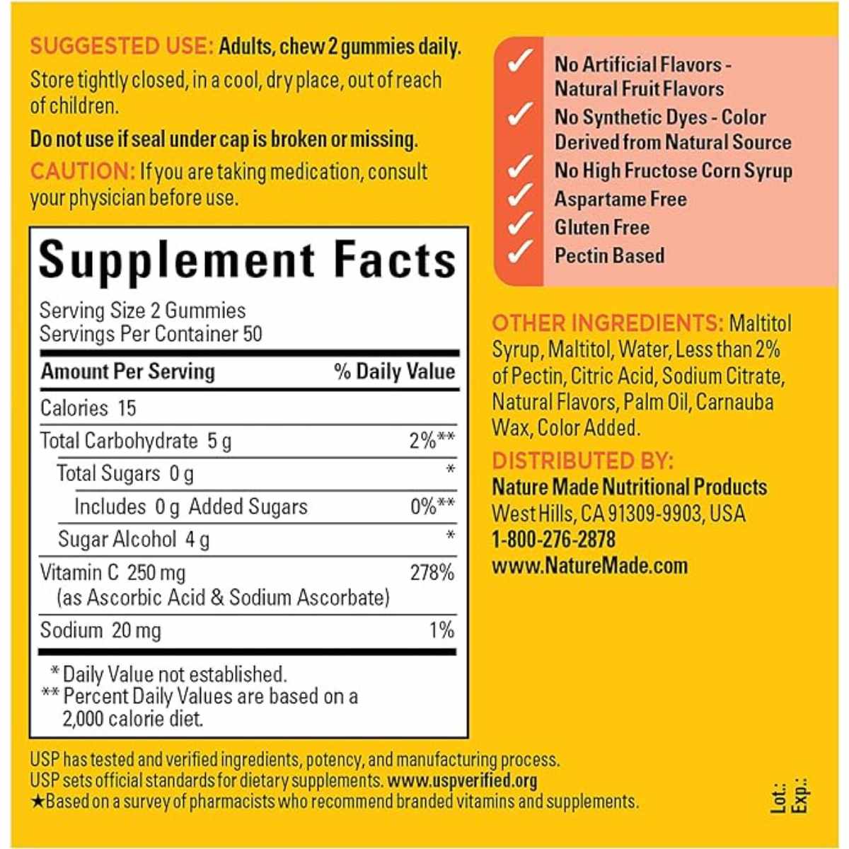 Nature Made Vitamina C - Sabor Naranja - 100 Gomitas