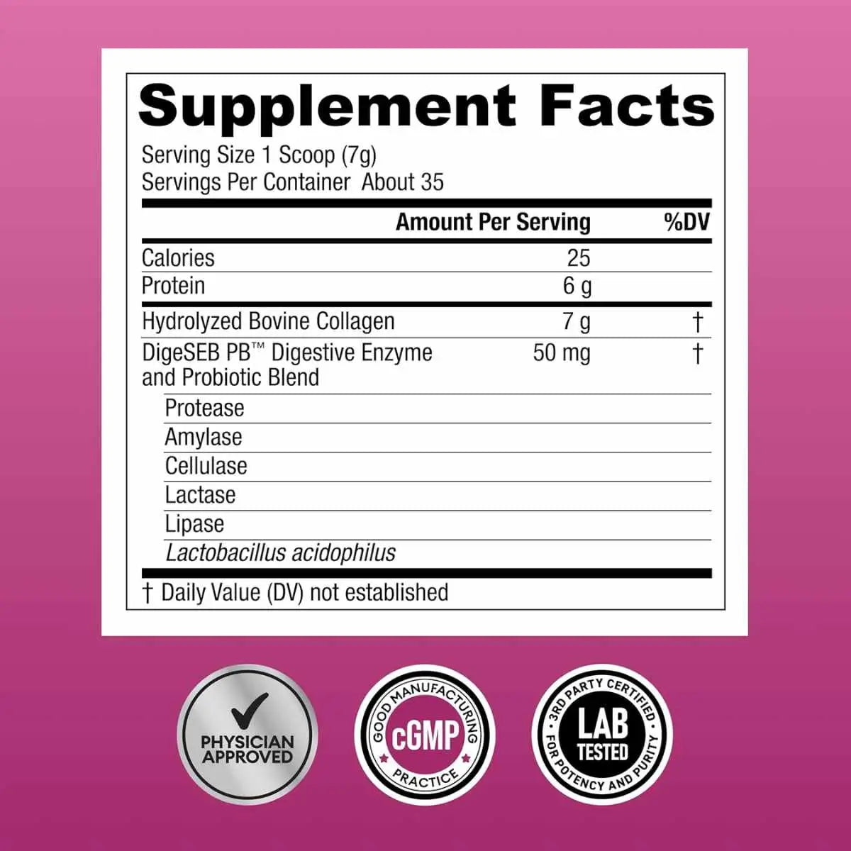 Colágeno Hidrolizado - 246 g - Tabla Nutricional - Haz Tu Pedido.