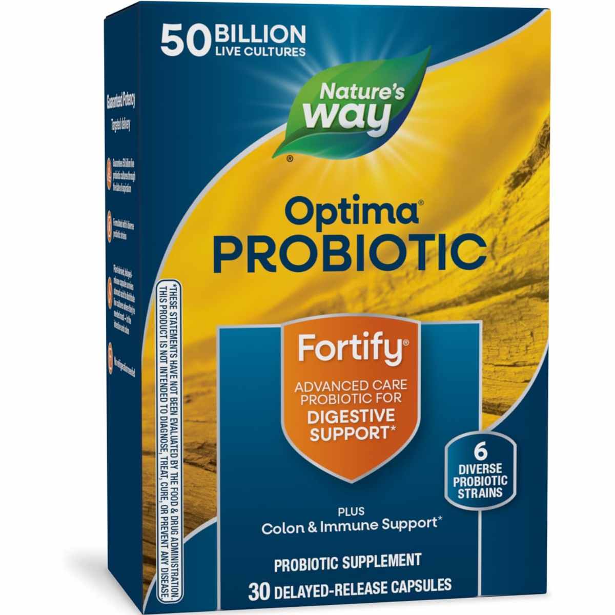 Natures Way Fortify® Optima® Probiotico 50 Mil Millones CFU - 30 Cápsulas de Liberación Retardada