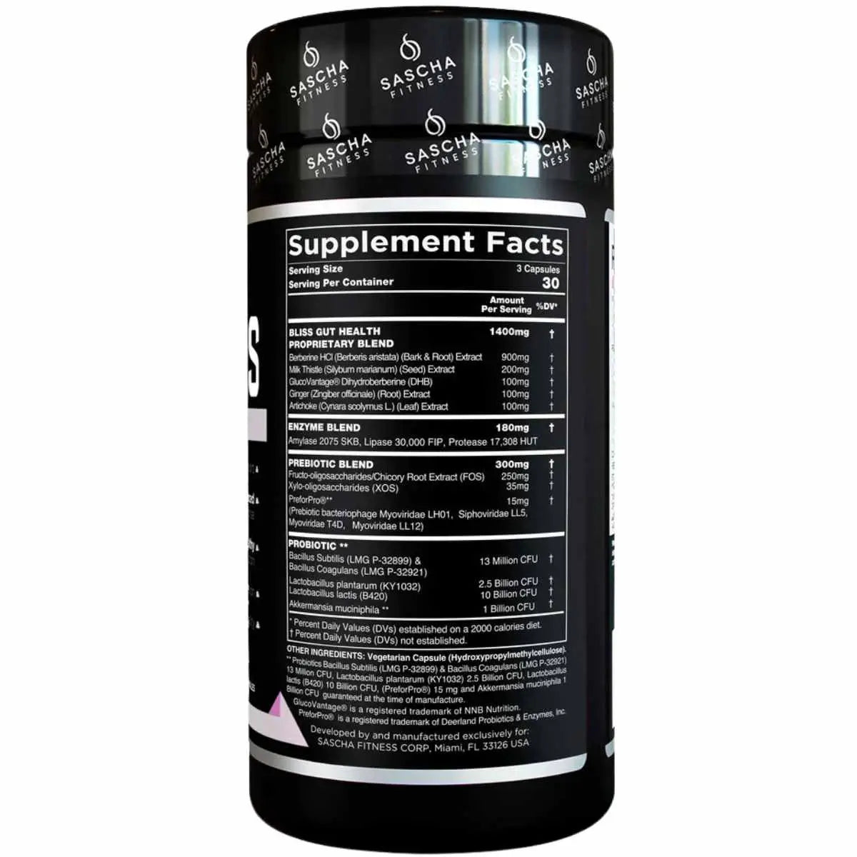 Sascha Fitness Bliss Suplemento para Salud Digestiva e Intestinal - 90 Cápsulas - 30 Porciones - Haz Tu Pedido