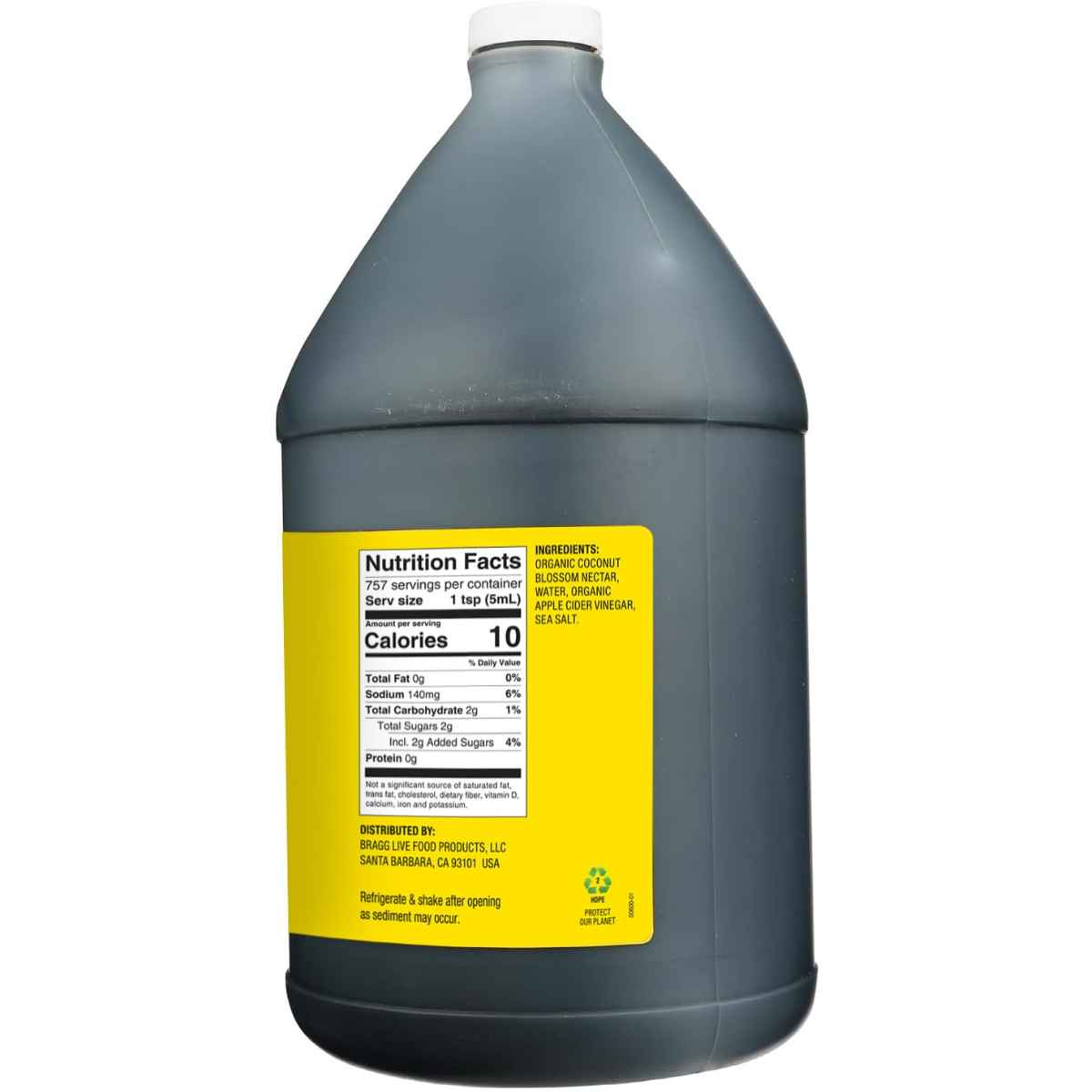 Bragg Aminoácidos de Coco - 3,79 L - Tabla Nutricional - Haz Tu Pedido