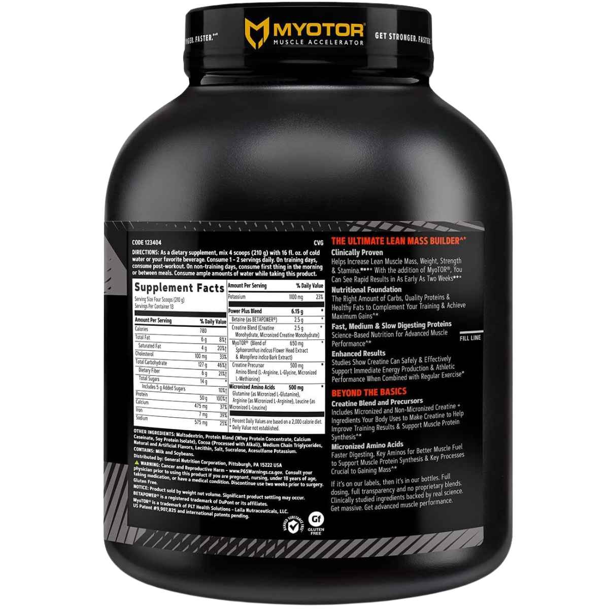 GNC MASS XXX™ con MyoTor® Proteína para Ganancia Muscular - Sabor Chocolate - 2730 g - Tabla Nutricional - Haz Tu Pedido