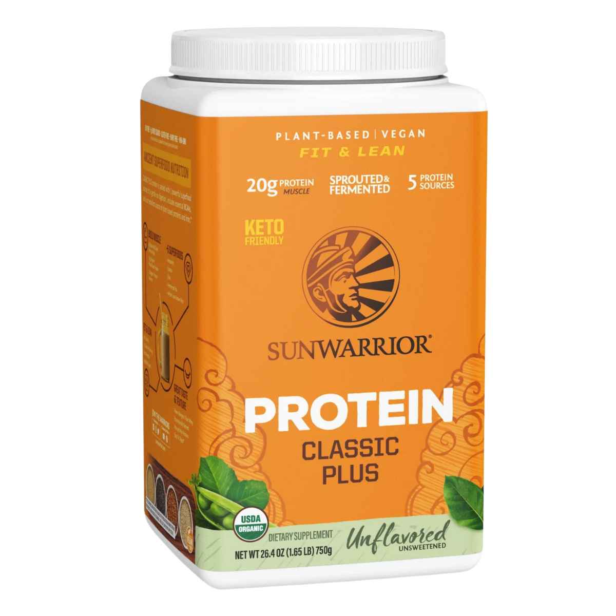 Sunwarrior Proteína Vegana Clásica Plus 20 g - Sabor Sin Sabor - 750 g - Haz Tu Pedido