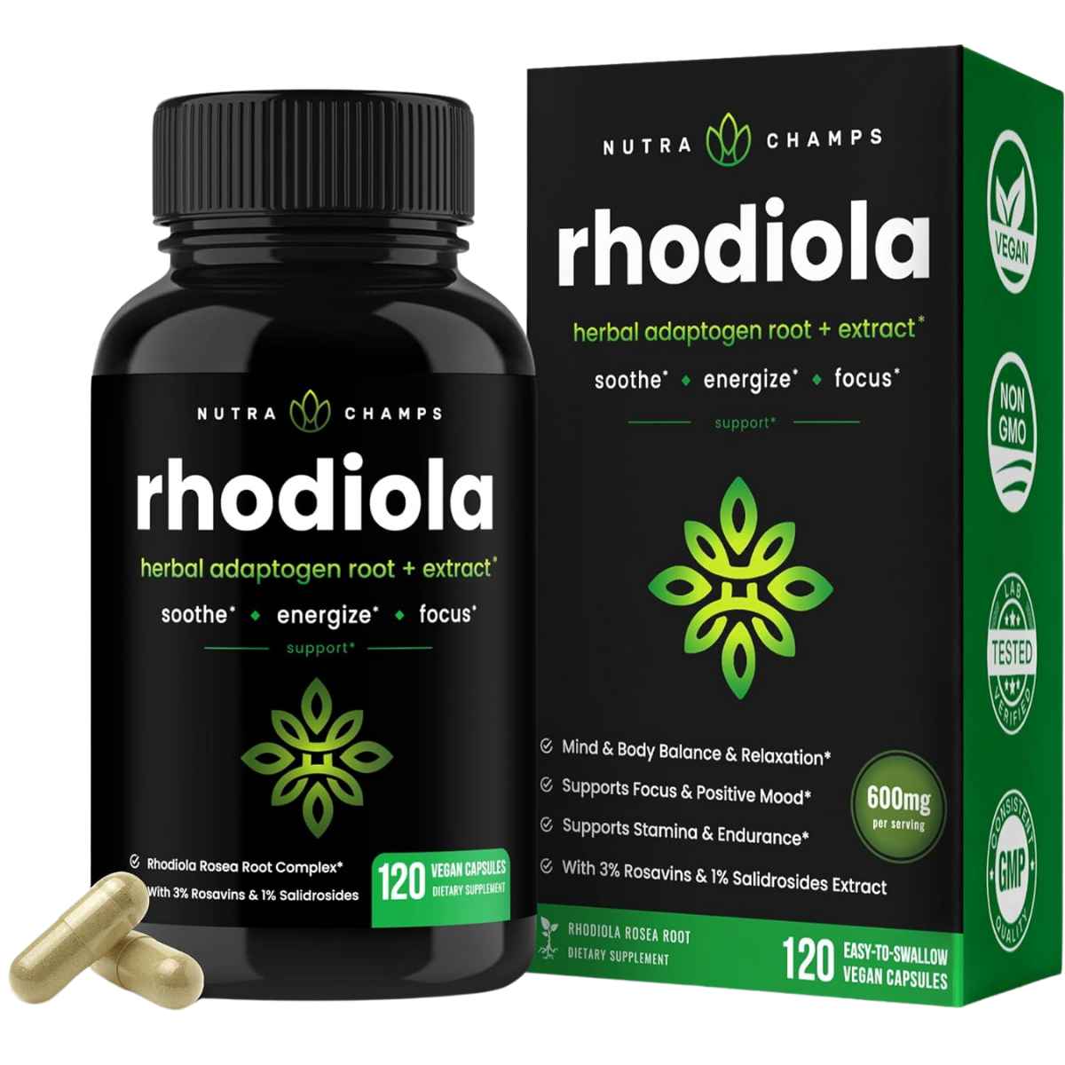 NutraChamps Rhodiola Rosea - 120 Cápsulas Veganas - Haz Tu Pedido