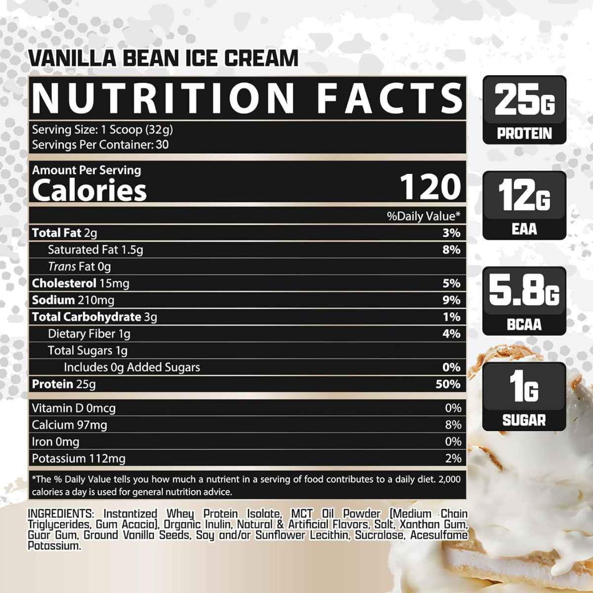 Nutrex Research Isofit Aislado de Proteína de Suero 25 g - Sabor Helado De Vainilla - 969 g - Tabla Nutricional - Haz Tu Pedido