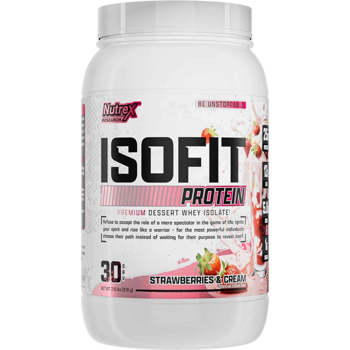 Nutrex Research Isofit Aislado de Proteína de Suero 25 g - Sabor Crema de Fresa - 978 g - Haz Tu Pedido