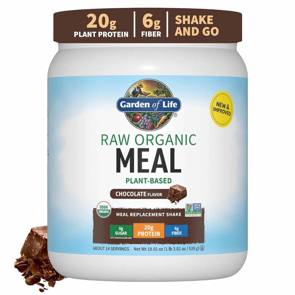 Garden of Life Proteína Orgánica Vegana 20 g - Sabor Chocolate - 539 g - Haz Tu Pedido