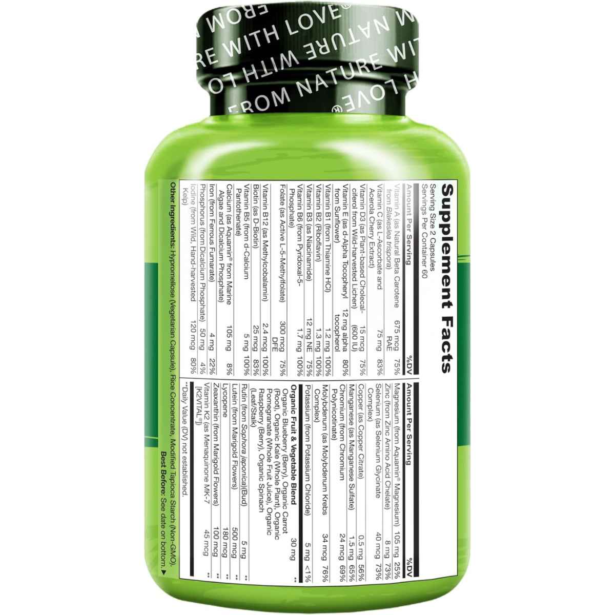 Naturelo Multivitamínico de Alimentos Integrales para Adolescentes - 120 Cápsulas Vegetarianas - Tabla Nutricional - Haz Tu Pedido