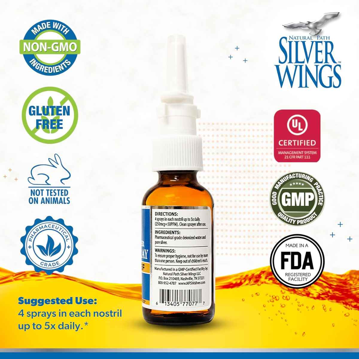 Natural Path Silver Wings Spray Nasal de Plata Natural - 30 g - Tabla Nutricional - Haz Tu Pedido