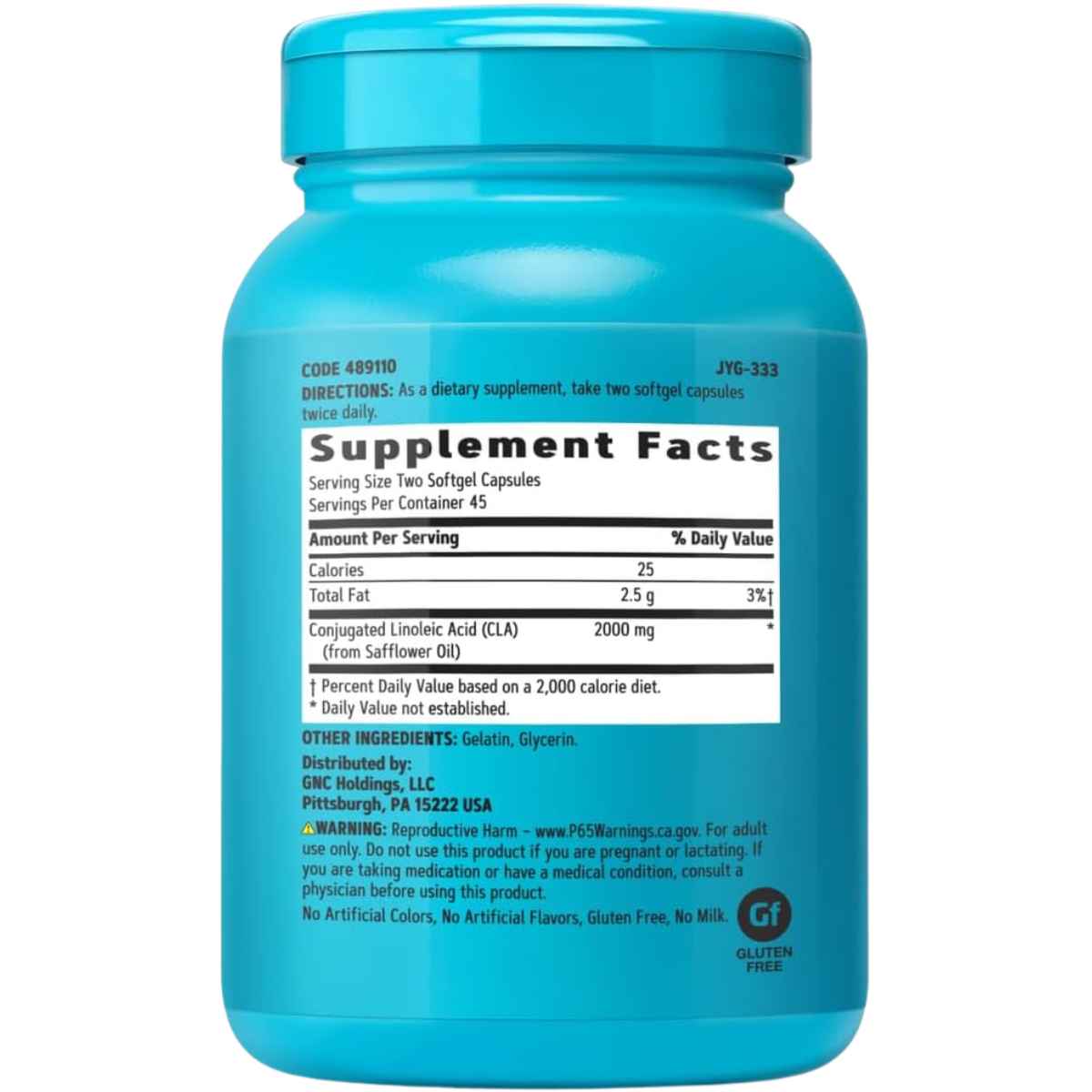 GNC CLA - 90 Cápsulas Blandas - Tabla Nutricional - Haz Tu Pedido