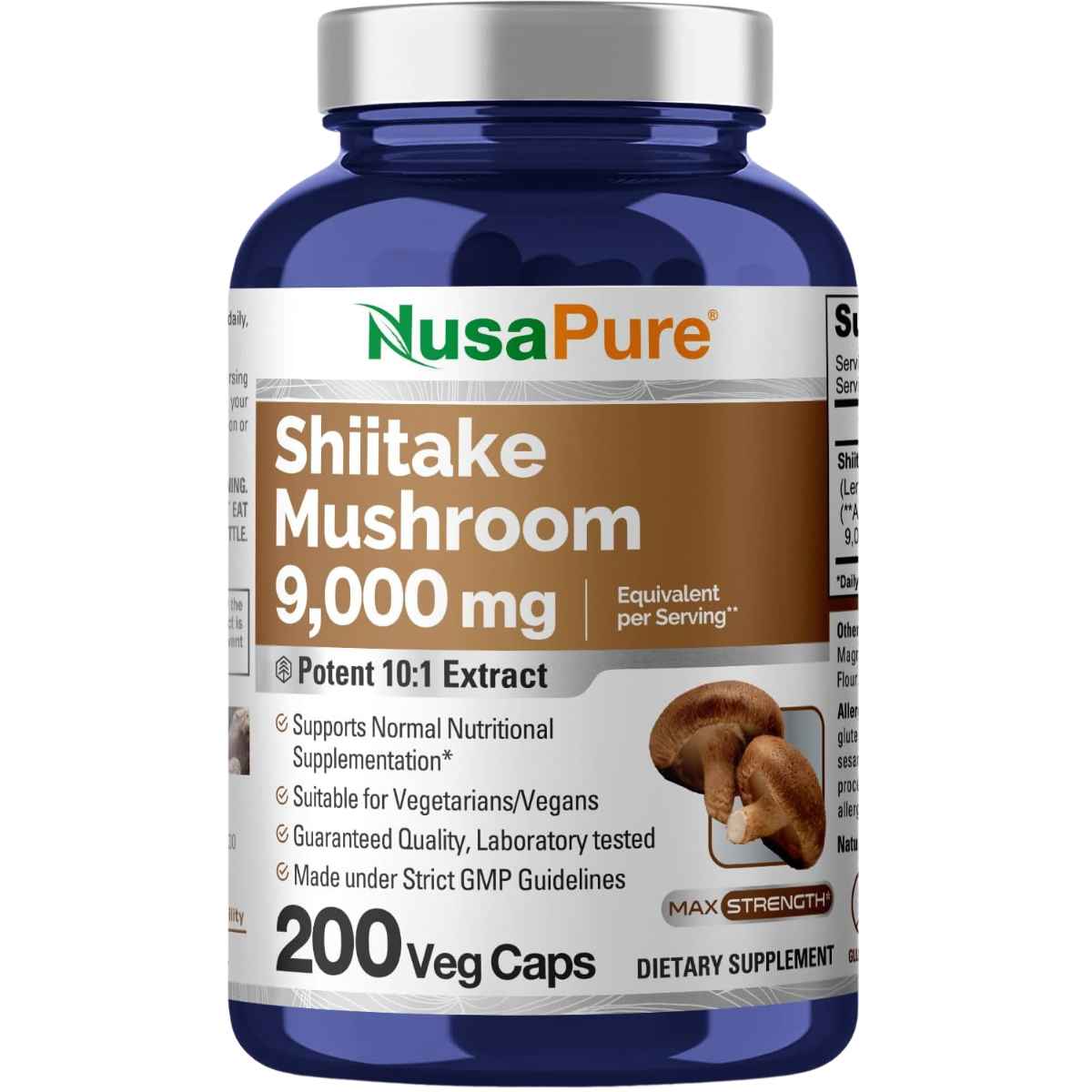 NusaPure Hongo Shiitake 9000 - 200 Cápsulas Vegetarianas - Haz Tu Pedido