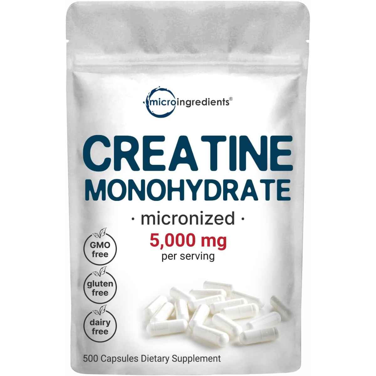 Micro Ingredients Creatina Monohidratada 5000 mg - 500 Cápsulas - Haz Tu Pedido