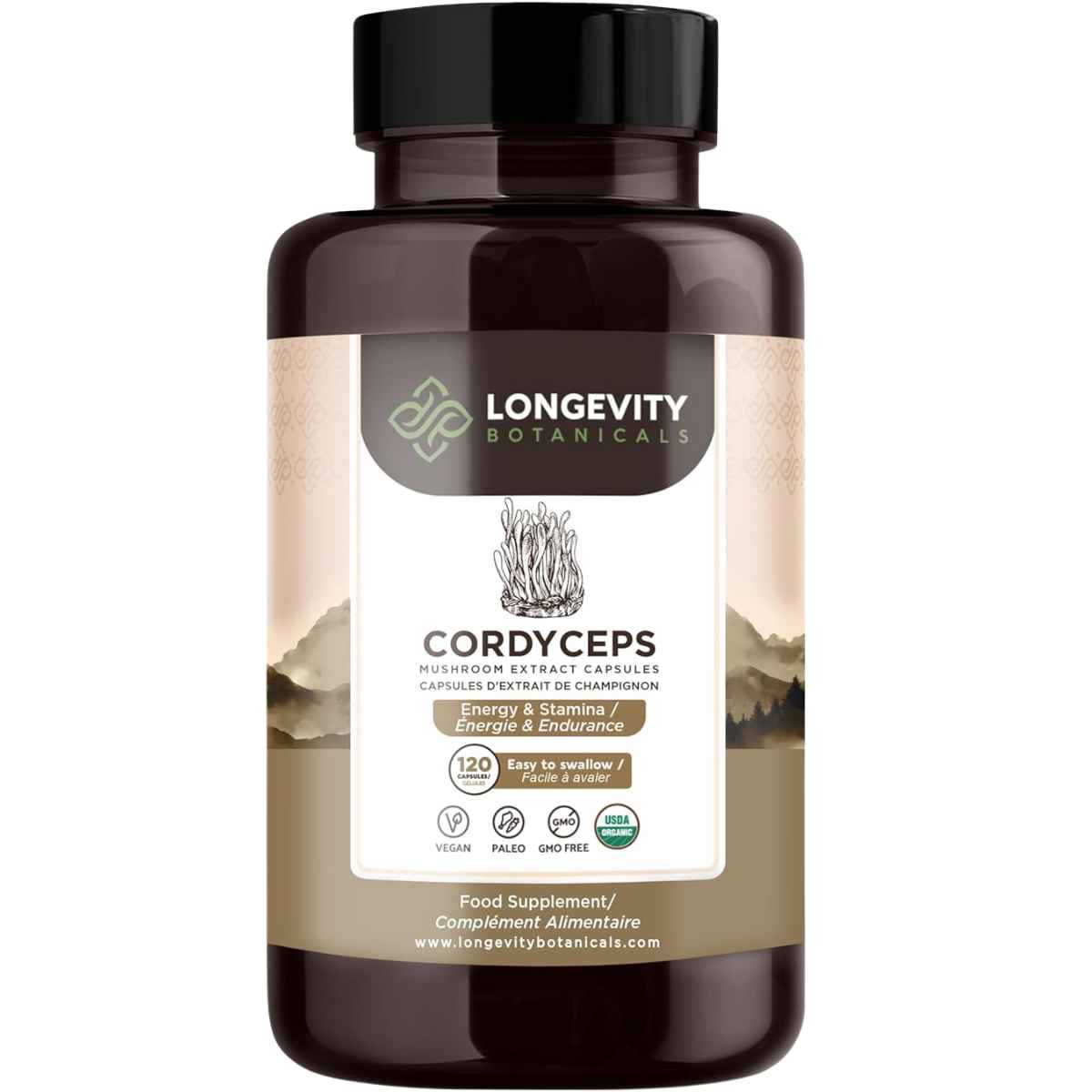 Longevity Botanicals Extracto de hongo Cordyceps - 120 Cápsulas - Haz Tu Pedido