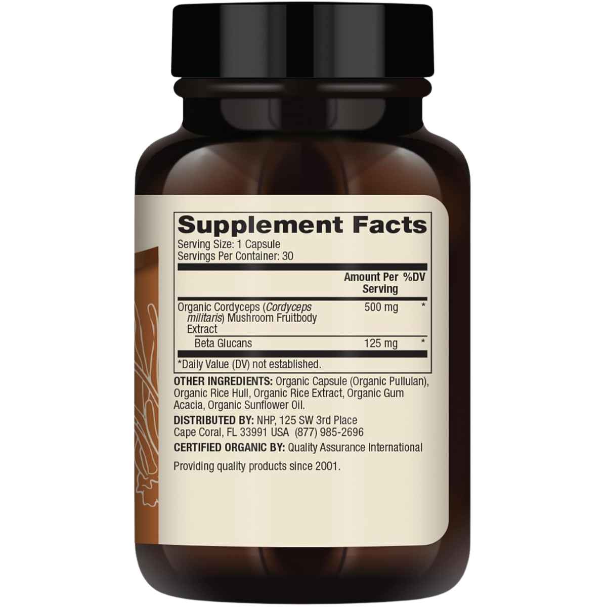 Dr. Mercola Extracto de Hongo Cordyceps 500 mg - 30 Cápsulas - Tabla Nutricional - Haz Tu Pedido
