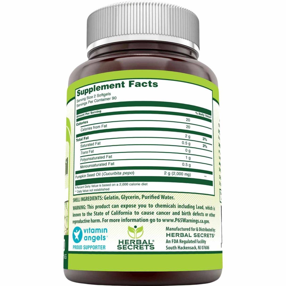 SuperSmart Aceite de semilla de calabaza 1000 mg - 60 Cápsulas Blandas - Tabla Nutricional - Haz Tu Pedido