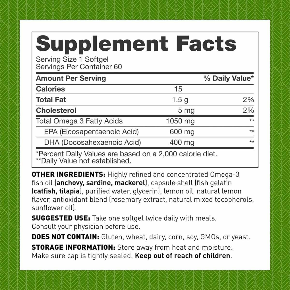 Amy Myers MD Omega-3 - 60 Cápsulas Blandas - Tabla Nutricional - Haz Tu Pedido