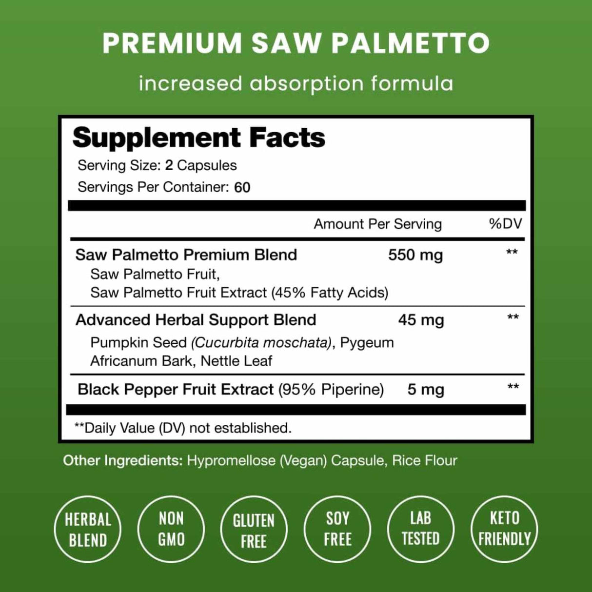 NutraChamps Saw Palmetto 600 mg - 120 Cápsulas Veganas